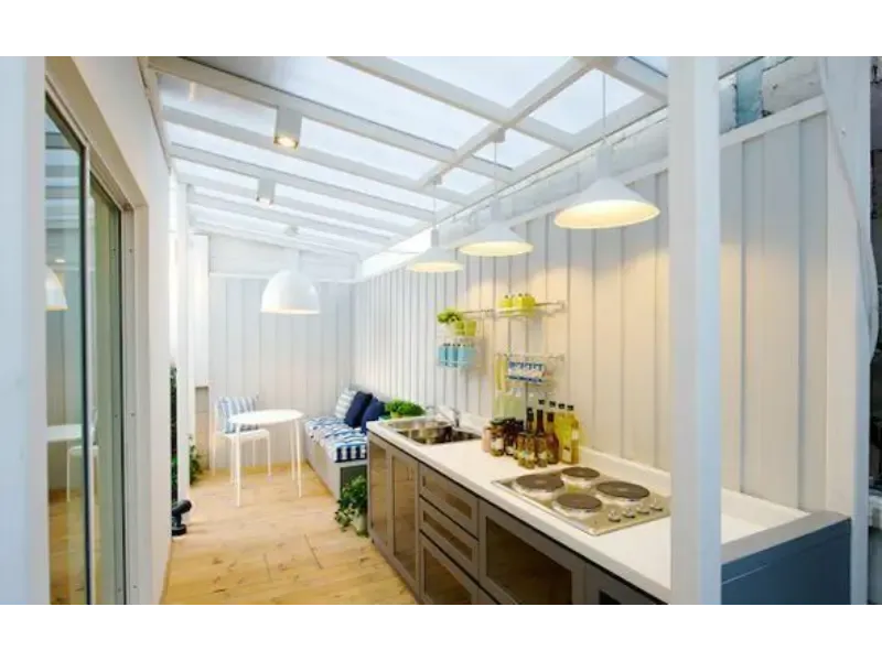 desain dapur minimalis atap terbuka